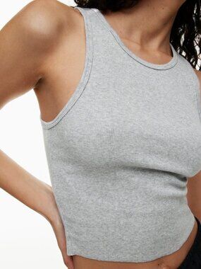 Aritzia HomeStretch™ Heather Chrome Rib Crew Waist Tank Size:XL